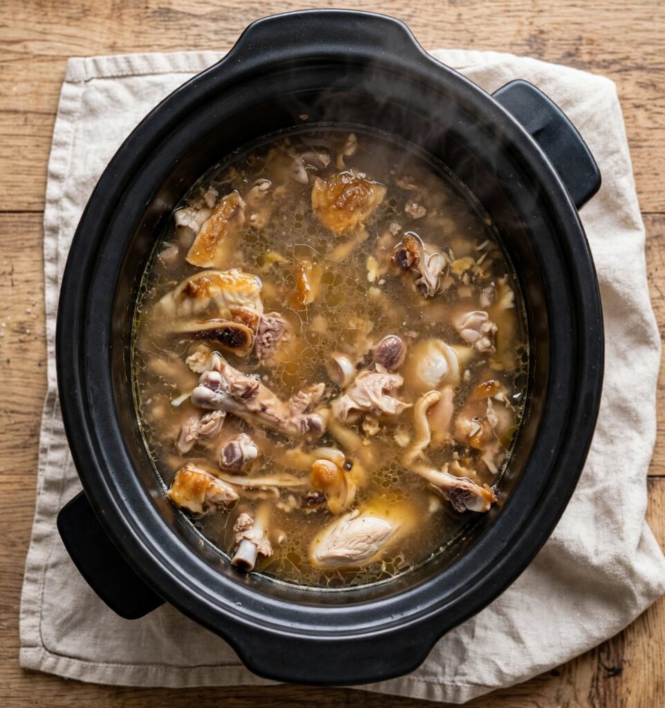 bottenboouillon van kip uit de slowcooker